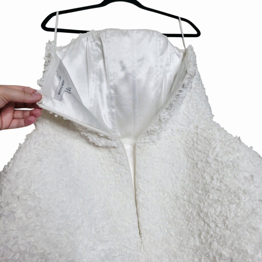 Nadine Merabi Maisy White 3D Floral Applique Corset Strapless Mini Dress‎ XL - Picture 9 of 14